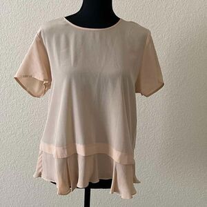 Central Park West NY Top Blouse 100% silk, short sleeve, cream size M